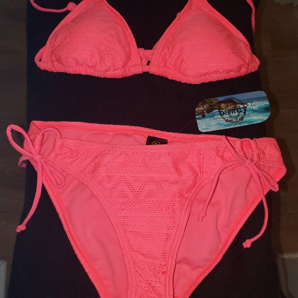 BAWDY WOMEN'S SEXY BIKINI SWIMSUIT SWIMWEAR PUSH UP MESH-PINK SMALL - Picture 4 of 6